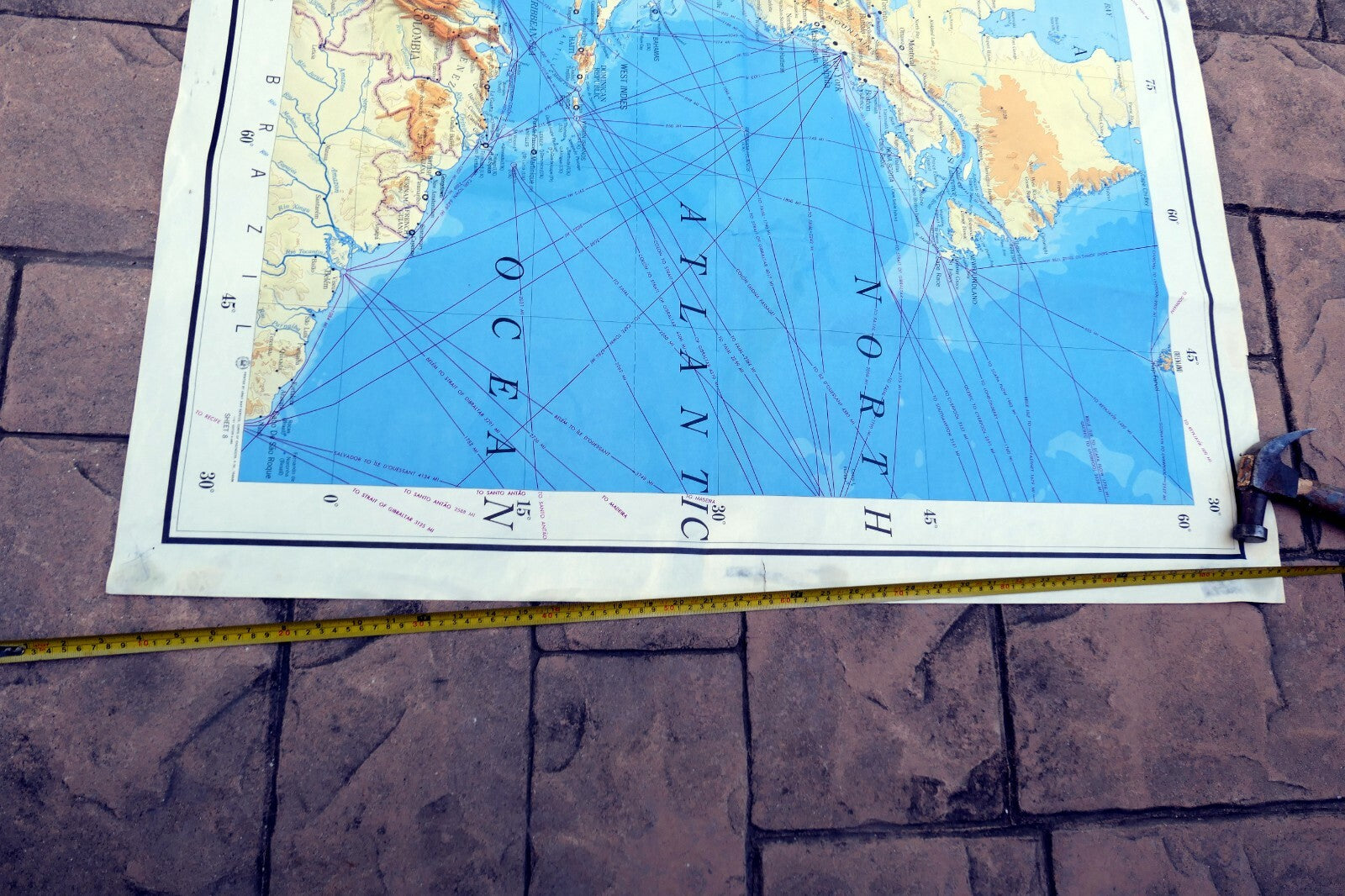NORTH AMERICA ATLANTIC OCEAN - 40X56" extra Large MAP