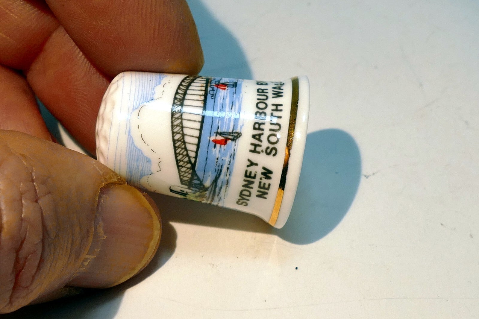 Porcelain Thimble Souvenir Sydney Harbour Bridge New South wales Australia