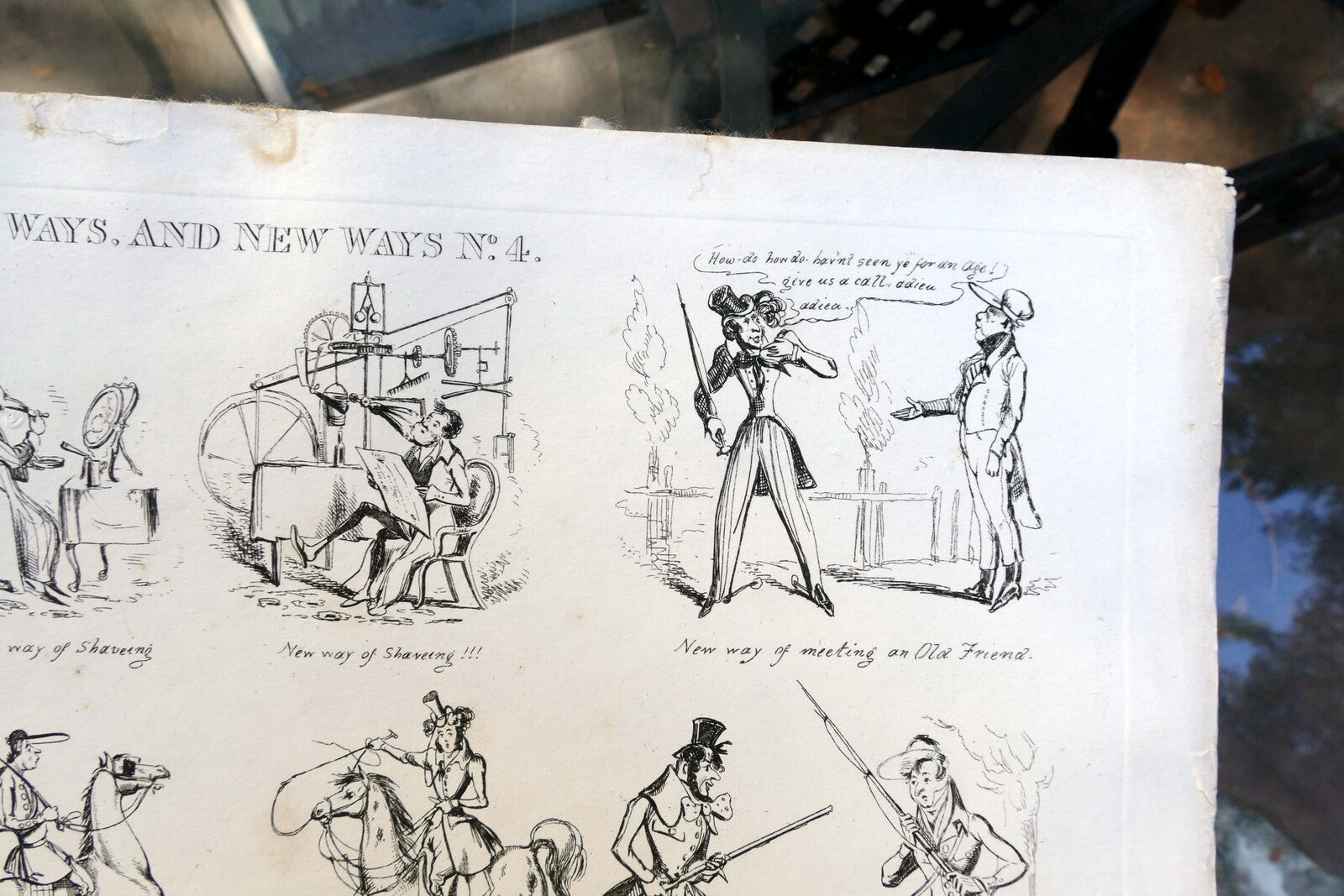 Old WAYS and NEW WAYS No 4 HENRY HEATH CARICATURE PRINT  1840 Victorian