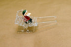 Spun Glass Crystal Christmas Ornament  Sled with Santa Claus (missing dear)