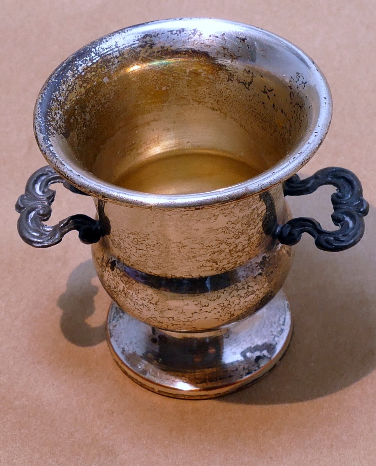 Antique smp co silversmith silver copper small bowl dish 2.5x3" small