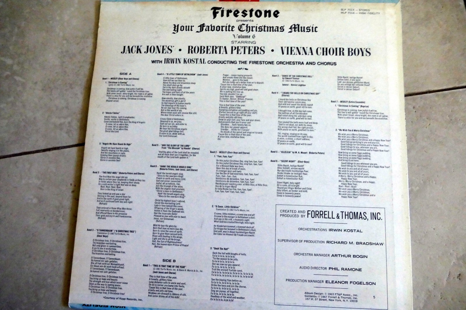 Firestone Your Favorite Christmas Music Vol 6 LP  1967  SLP 7014  A23