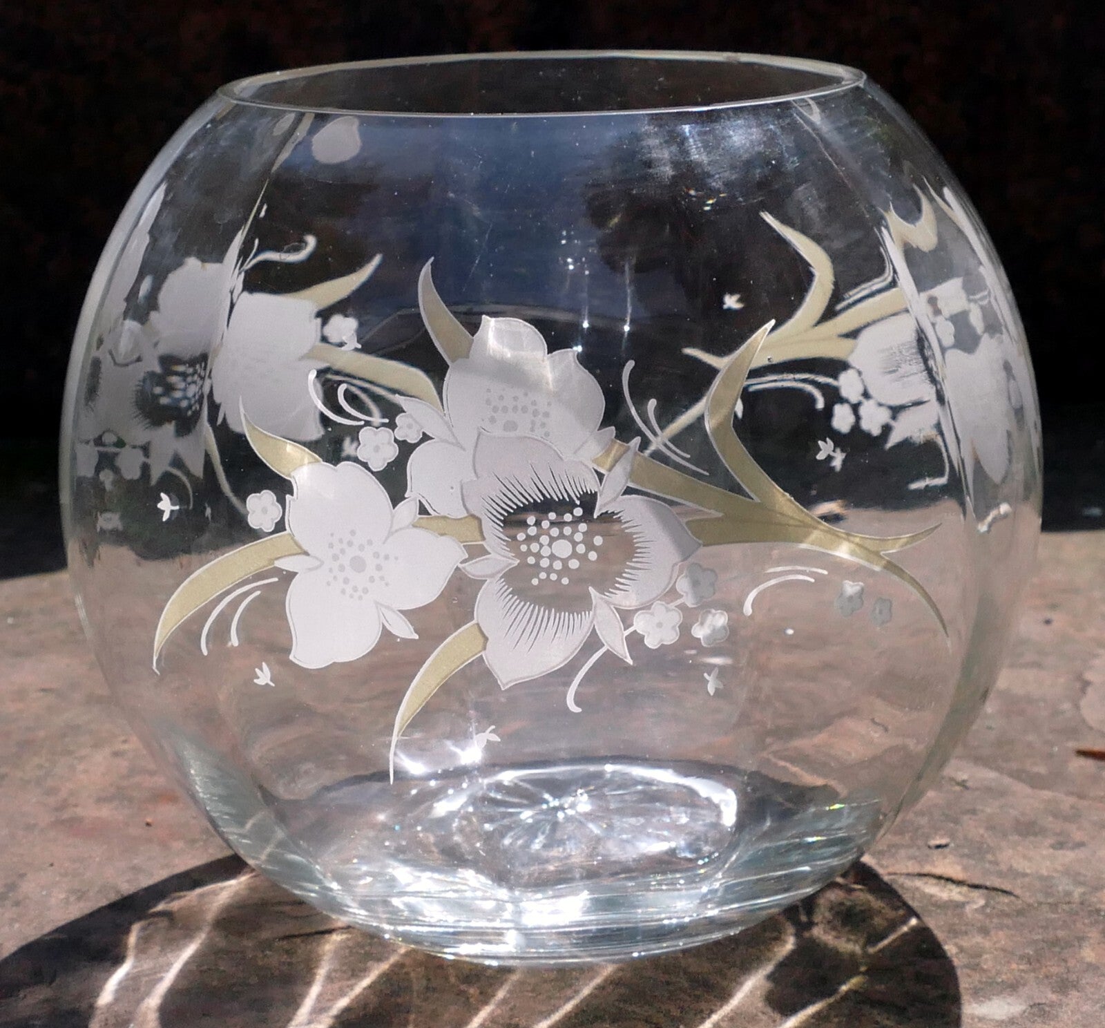 Glass bowl glass bowl globe 6" floral design european collection