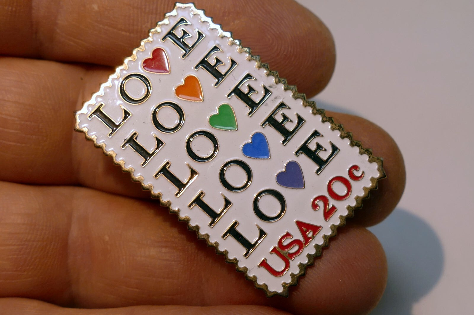 USPS Love Series (Love Birds) 20c US Stamp Collectible Hearts Enamel Pin - MINT