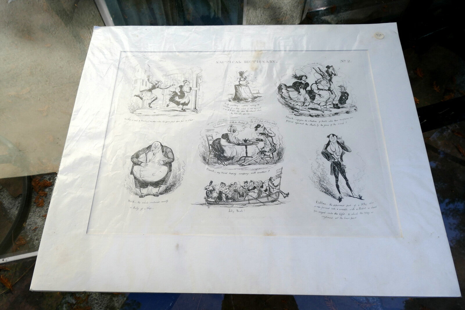 NAUTICAL DICTIONARY No 2 HENRY HEATH CARICATURE PRINT  1840 Victorian navy UK