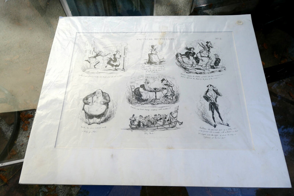 NAUTICAL DICTIONARY No 2 HENRY HEATH CARICATURE PRINT  1840 Victorian navy UK