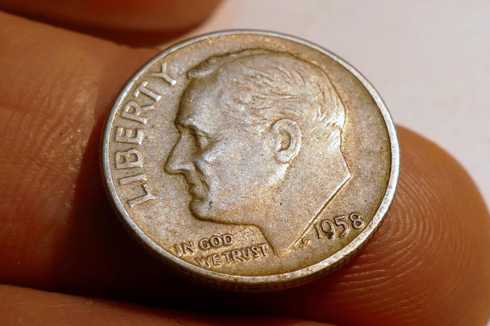 1958 D Roosevelt Dime US 10 Cent U.S America SILVER UNITED STATES 10c Coin