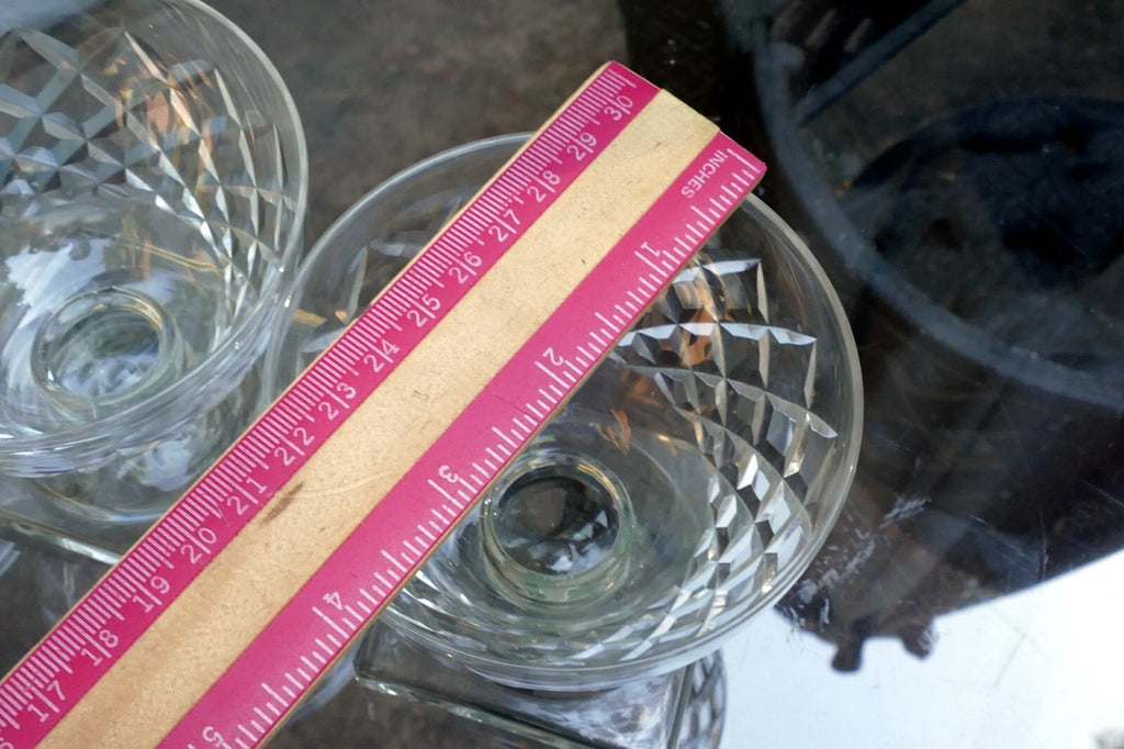 Waterford Goblet Desert Cup Set of 3 lot 3.5" Tall Square base Diamond