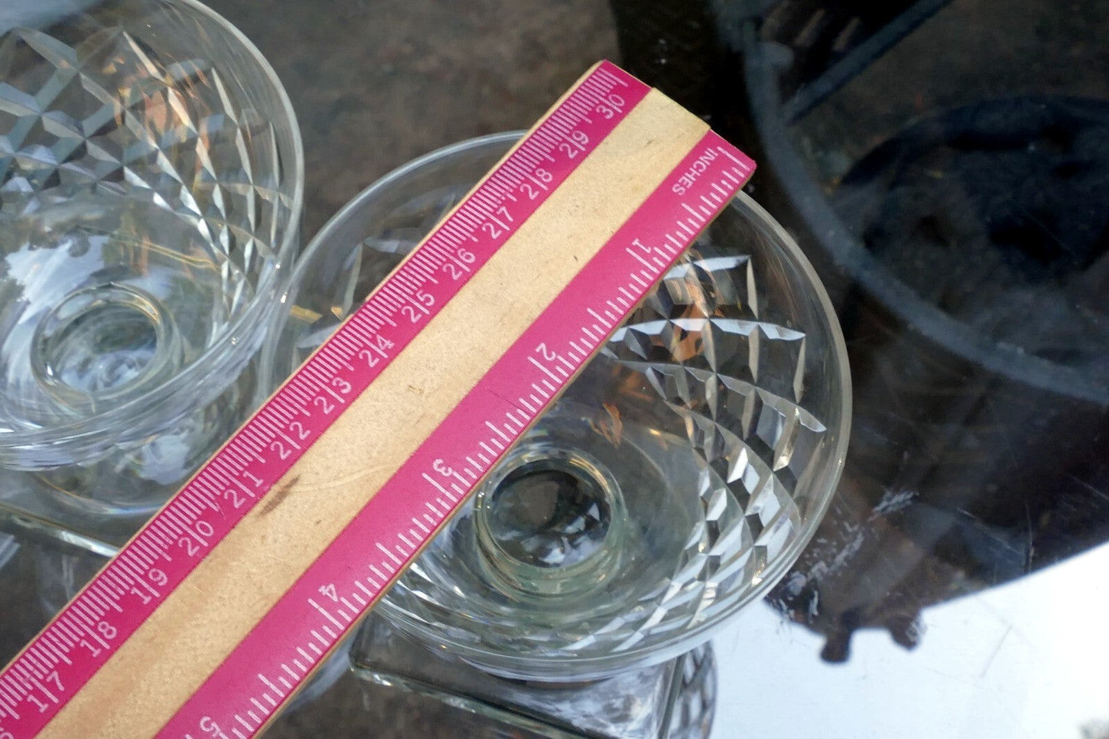 Waterford Goblet Desert Cup Set of 3 lot 3.5" Tall Square base Diamond