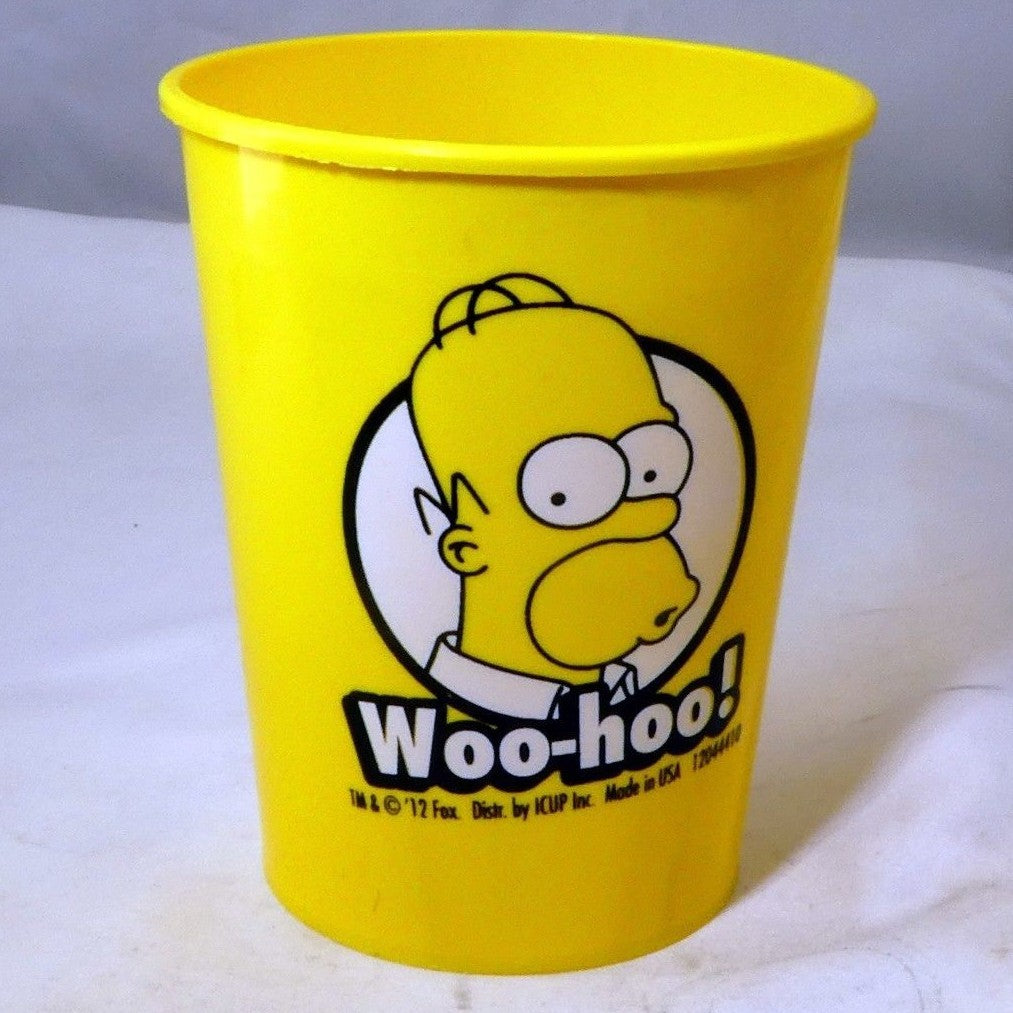 The simpsons homer woo hoo! plastic water beer cup 4" tall
