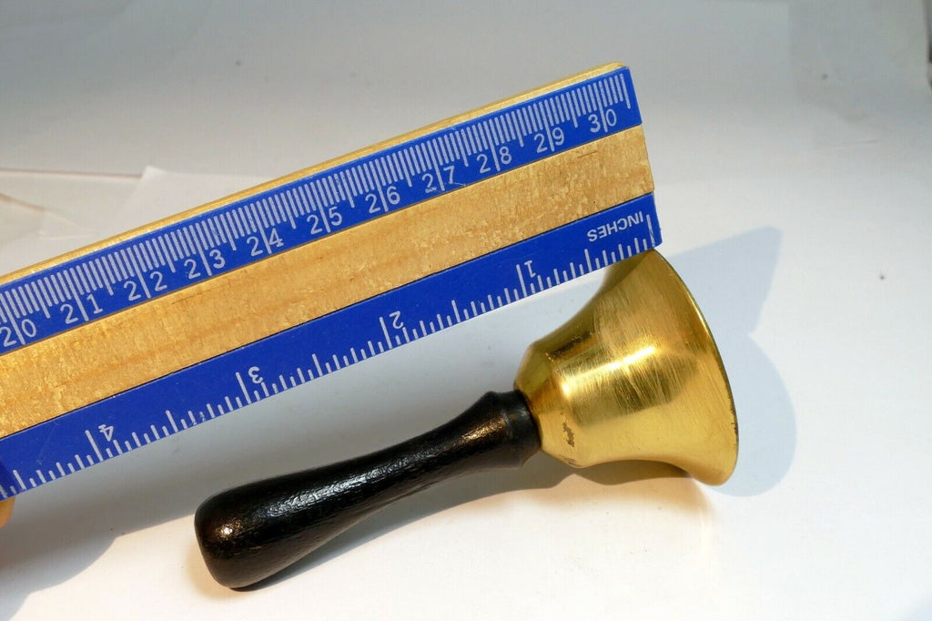 1.5" Solid Brass metal School Diner Bell with wooden handle missing clapper 