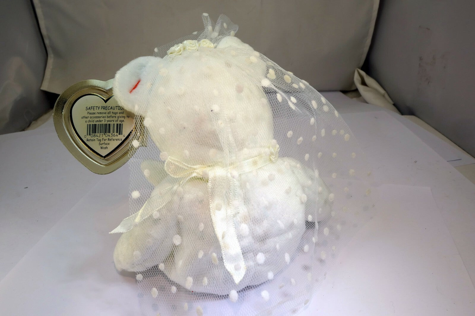 TY Beanie Babies "Mrs" USA 8" White Teddy Bear for Wedding Anniversary bride