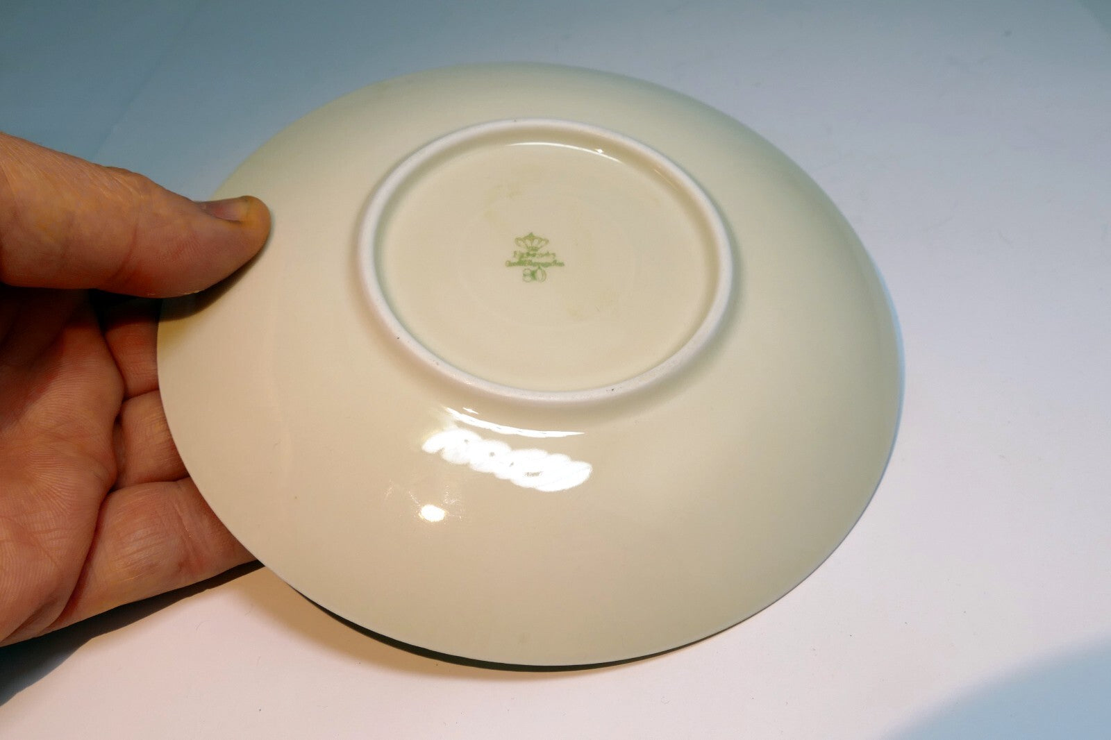 6"  teacup plate saucer gold ribbed rim crown 80