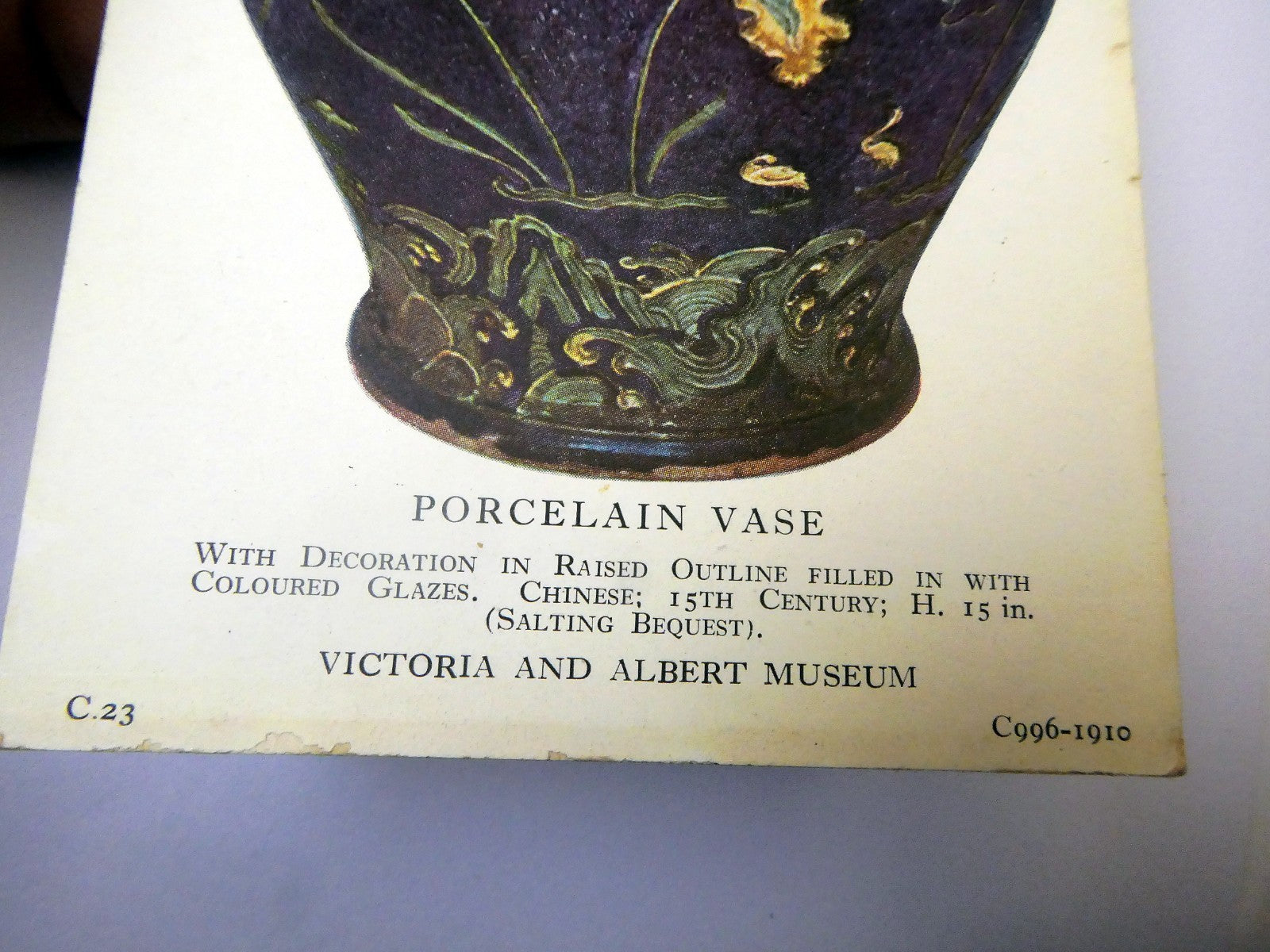 Post Card Porcelain Vase Chinese C.23 C996-1910 unused Unposted 1910