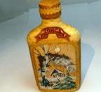Birch bark wrapped tomsk russia siberia glass bottle hip flask liquor whiskey
