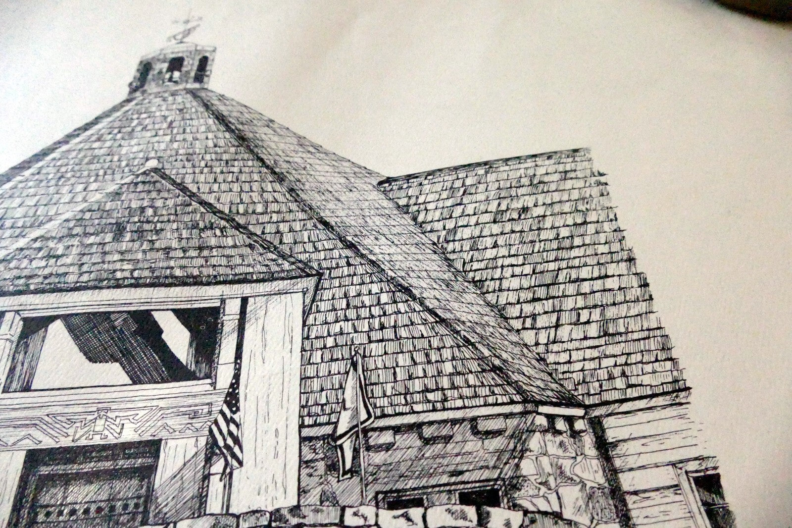 Timberline Lodge Dorothy A. Young Print black and white Lithograph Art Poster