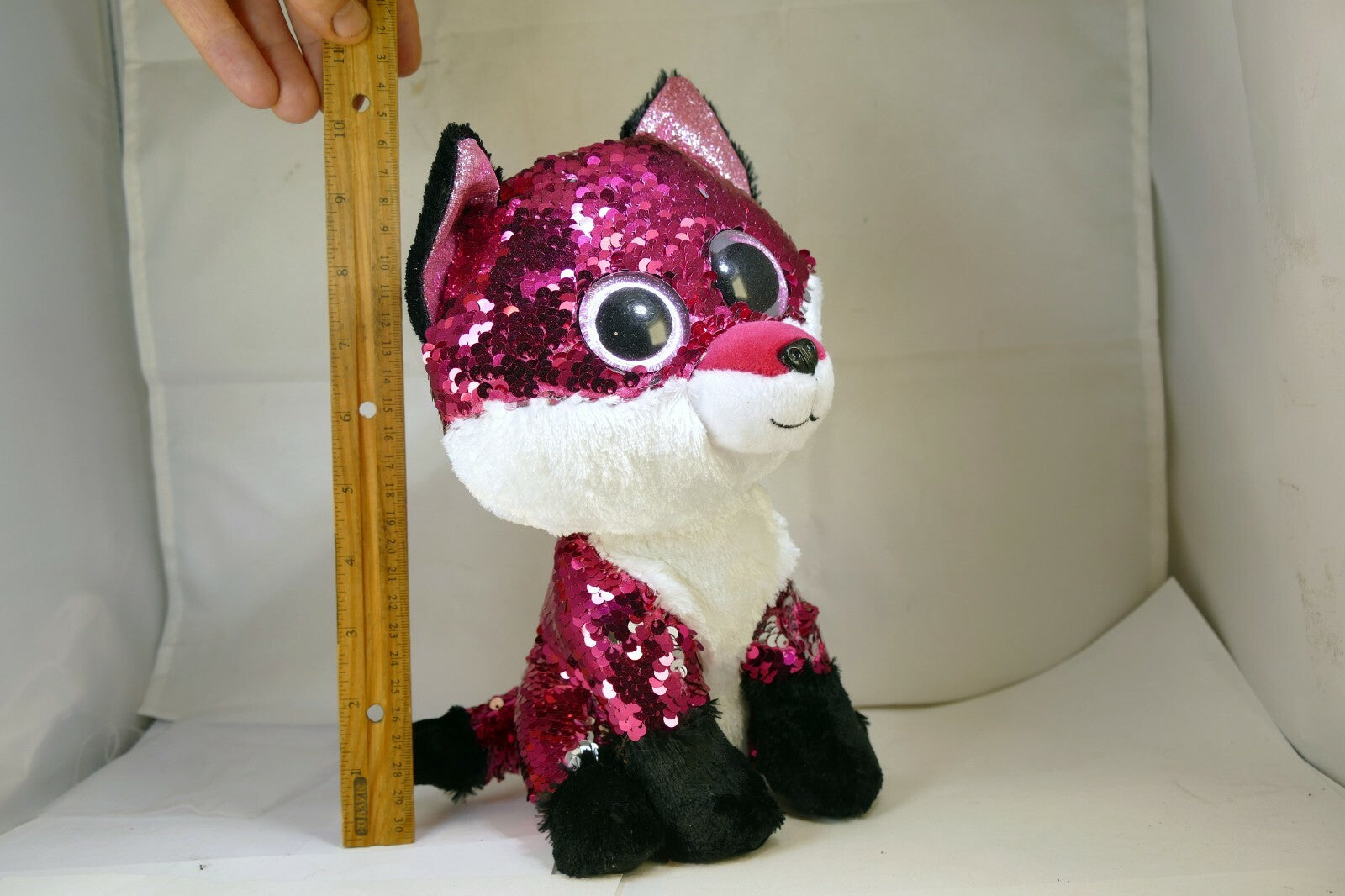 TY Jewel Reversible Sequin Plush Pet Flippy Fox 9" tall Flippables Purple 