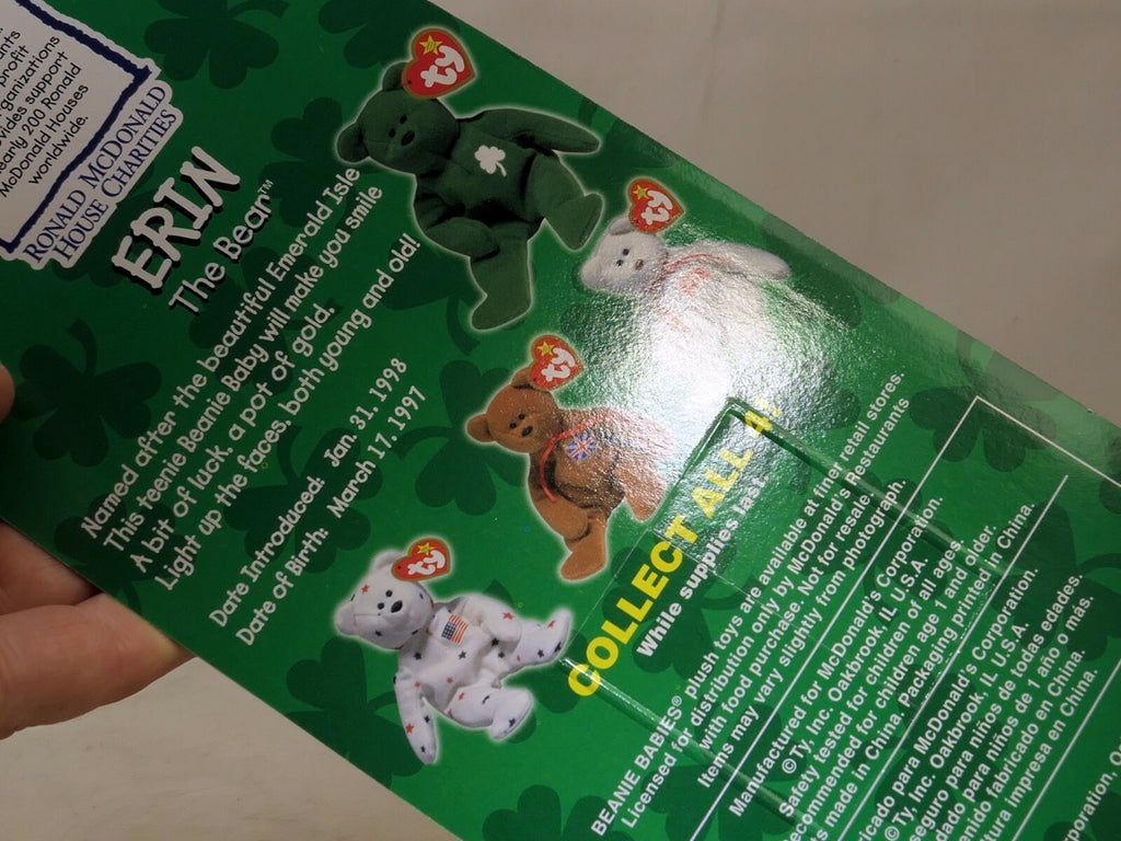 Erin The Bear 1998 McDonald's Ty Beanie Baby  1999 OakBrook - NEW