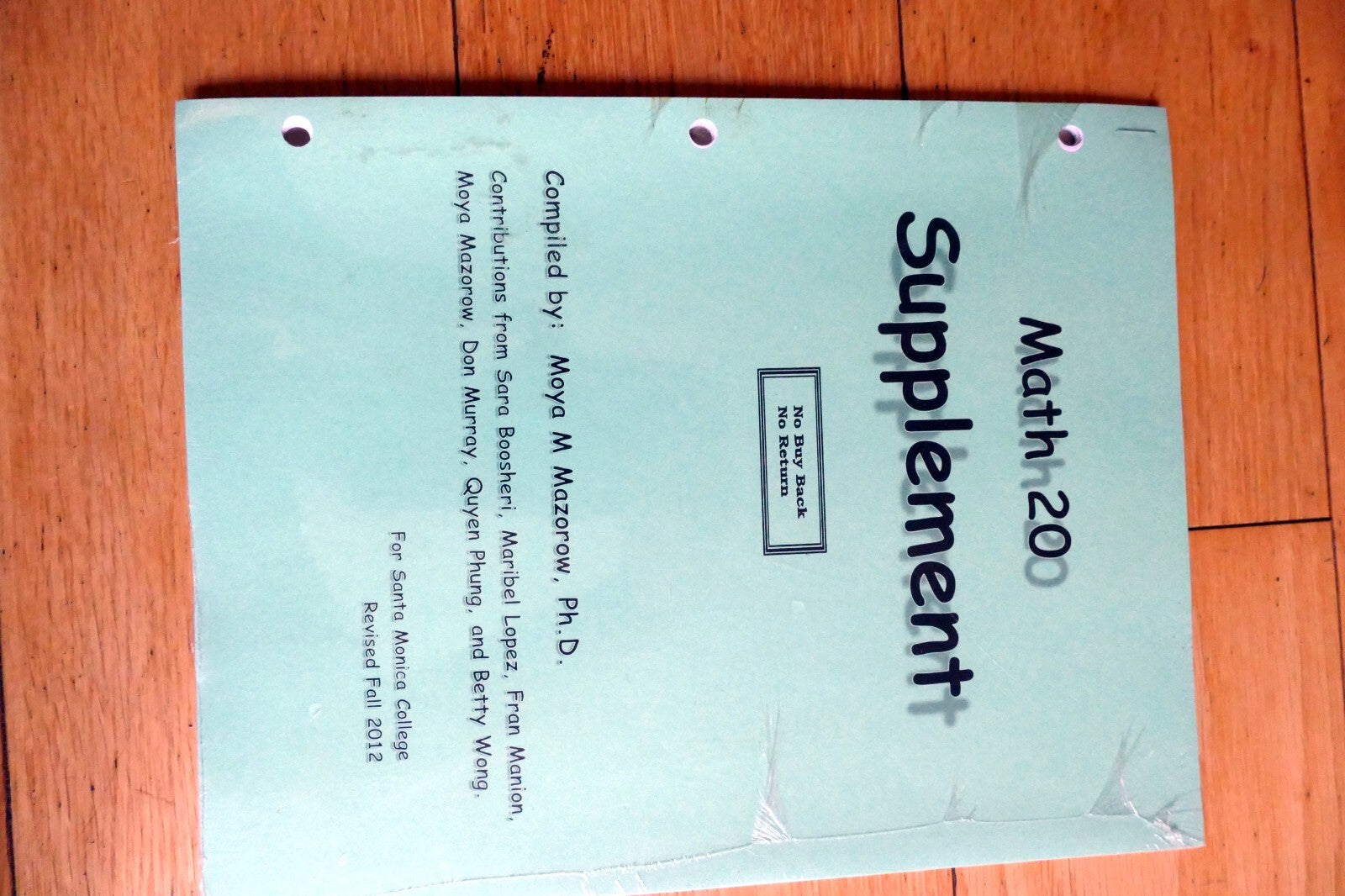 Santa Monica College math 20 Supplement by Moya Mazoriw