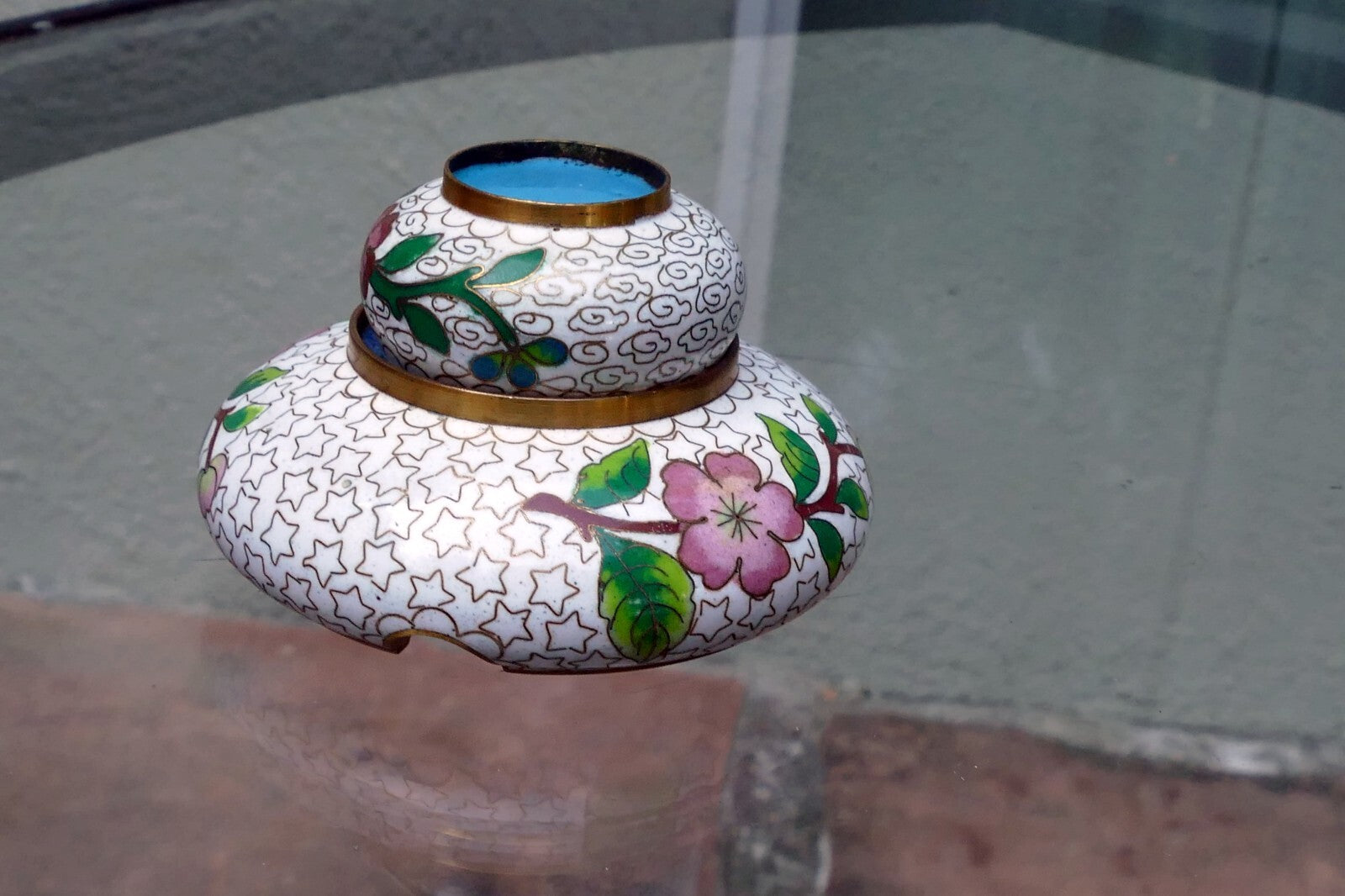 Cloisonne Ass Tray small tray enamel brass 3X3.X1"