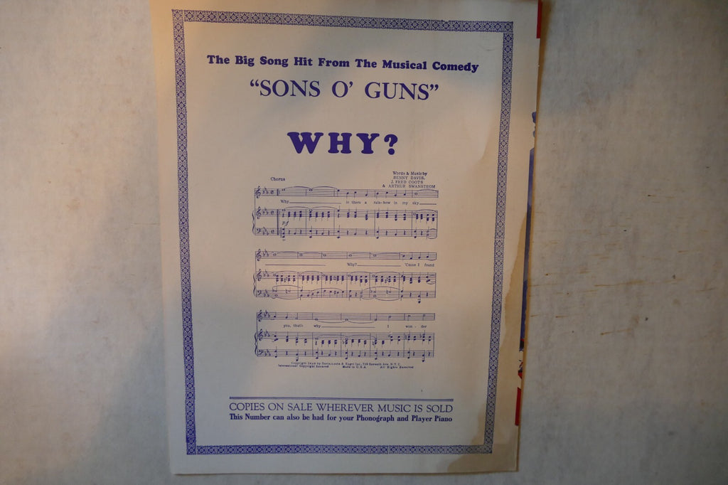 Sentimental Melody 1929, Sons O' Guns, Arthur Swanstrom, Benny Davis, Fred Coots