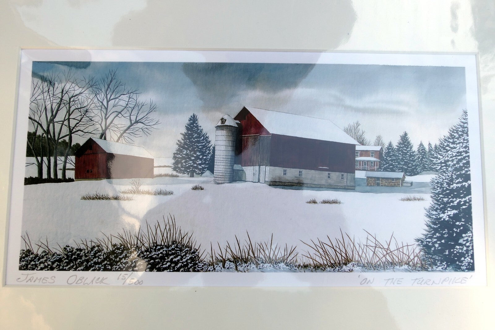 Giclee Print Brown County Artist James Oblack 15/500 Signed "On The Turnpike"