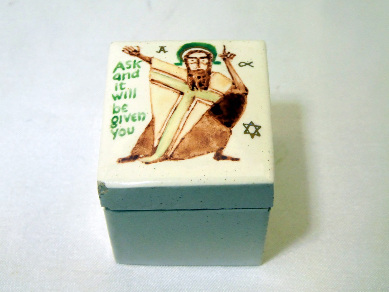 Ask and It will be Given terracotta jewelry Trinket box Jesus religious wisdom