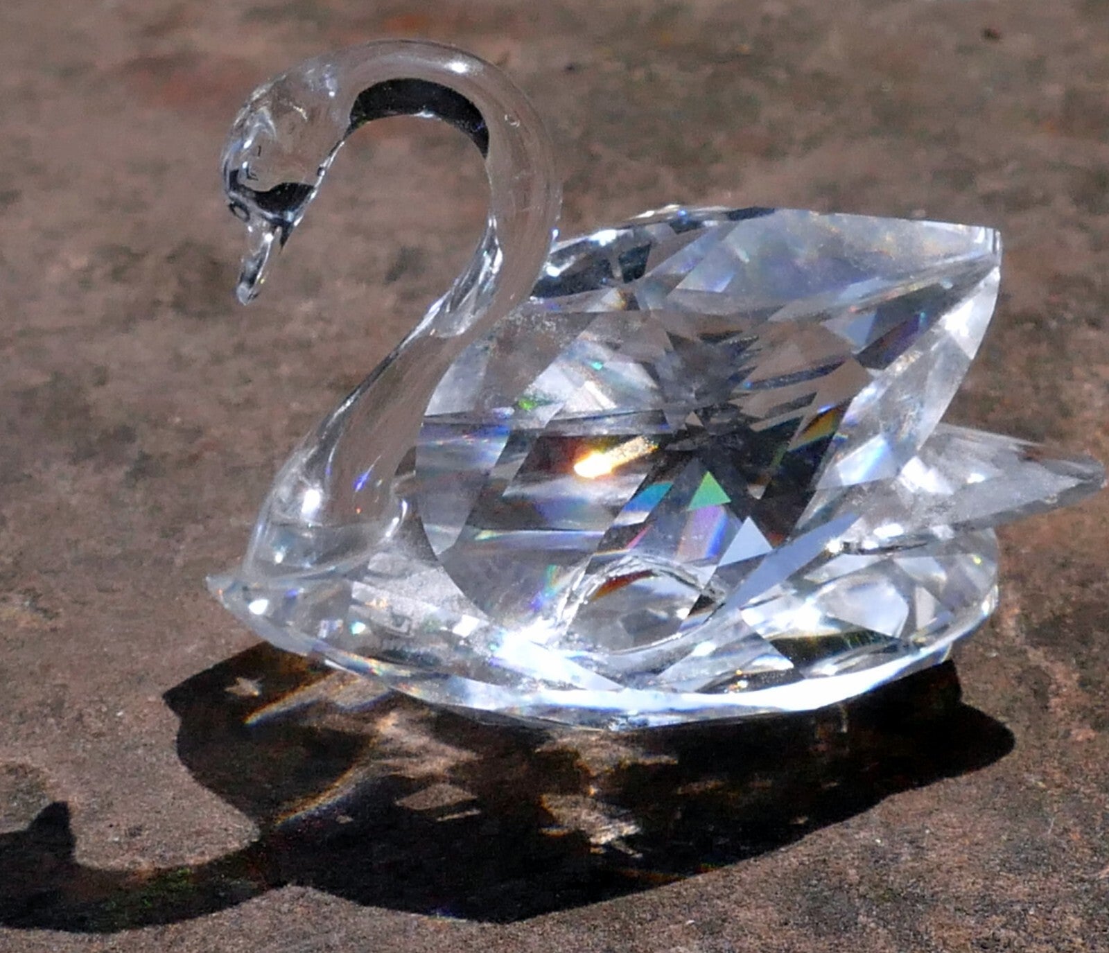 Swarovski cut crystal swan 2" long tiny figurine usa