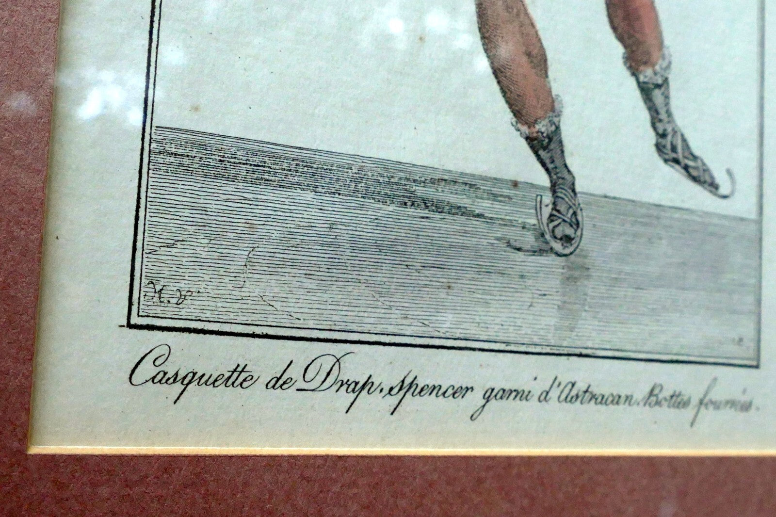 Fashion Engraving 1813 Parisian Costume French Gentleman's Skating framed