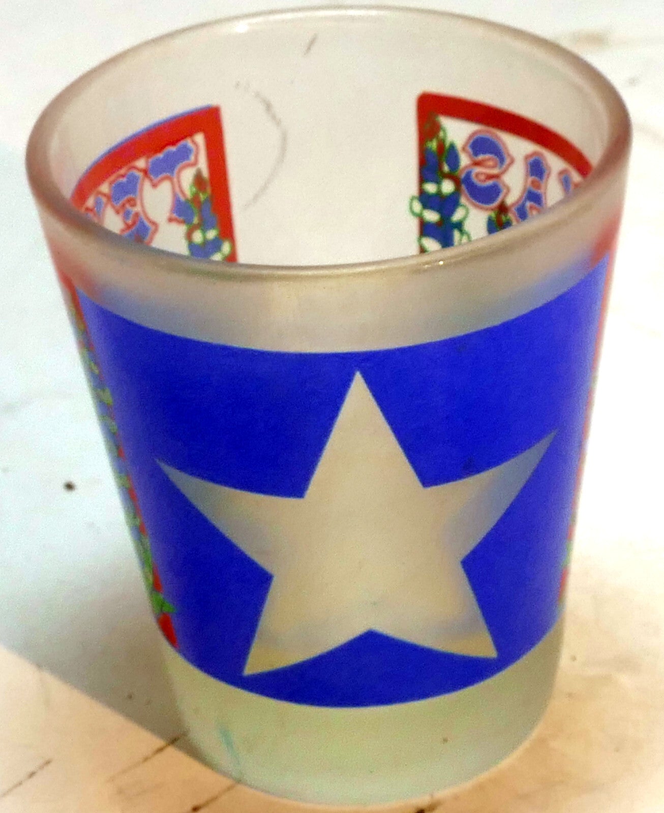 Texas lone star state usa shot glass souvenir blue red green