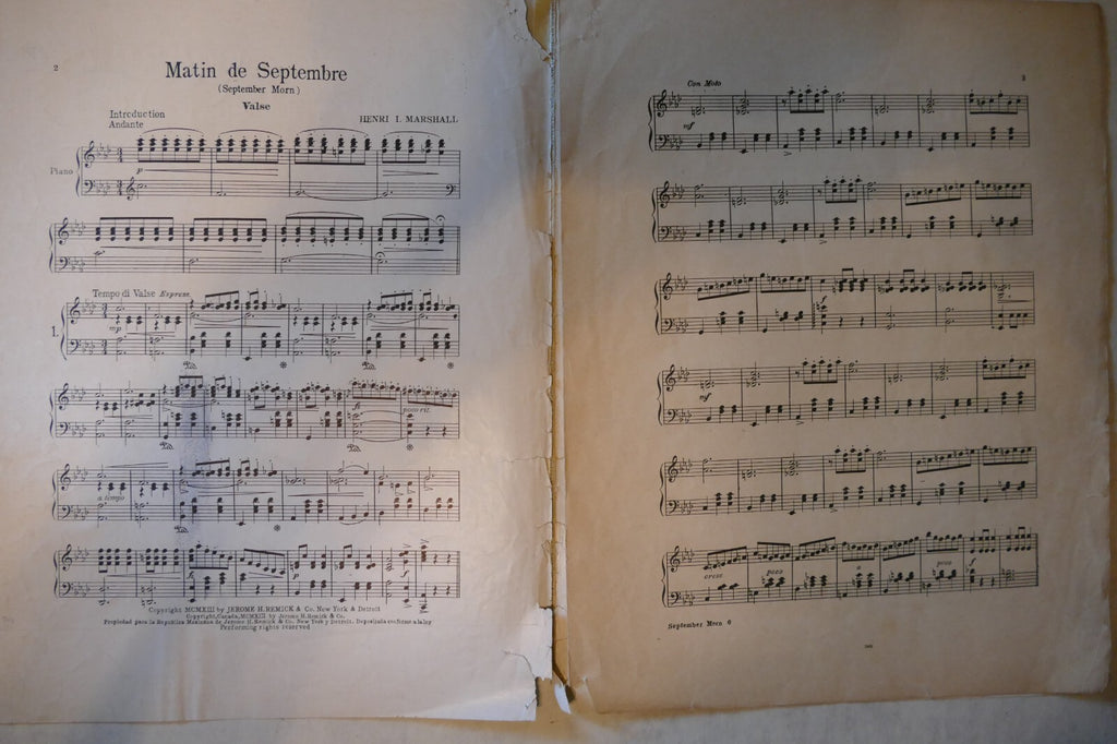 Matin de Septembre, 1913, by Henri I. Marshall, Jerome H. Remick & Co.