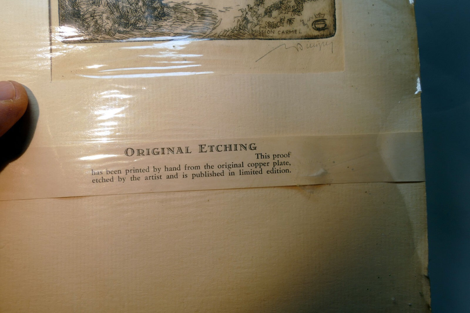 Mission Carmel Chuirch Signed Etching 1900's USA Limited edition