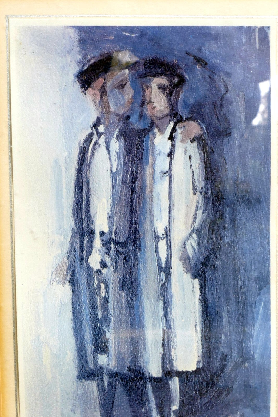 BEN-ZION MAGAL Boys Print 4X7" framed mated signed Haifa Israel