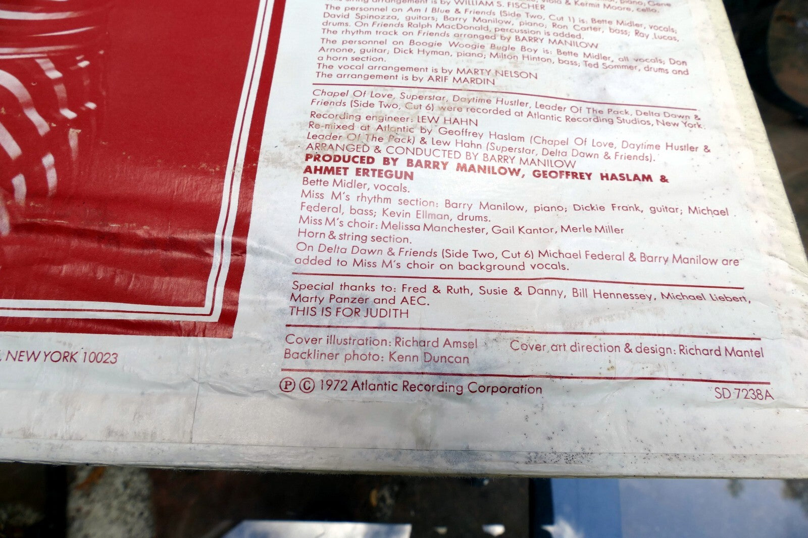 Bette Midler: The Divine Miss M - Vinyl Record LP - 1972 Atlantic SD 7238