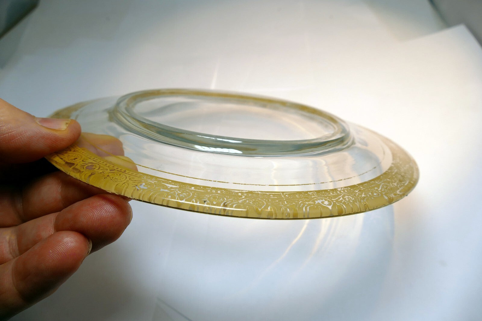 One Tiffin Glass Minton Gold rim charger presentation 8" Salad Plate