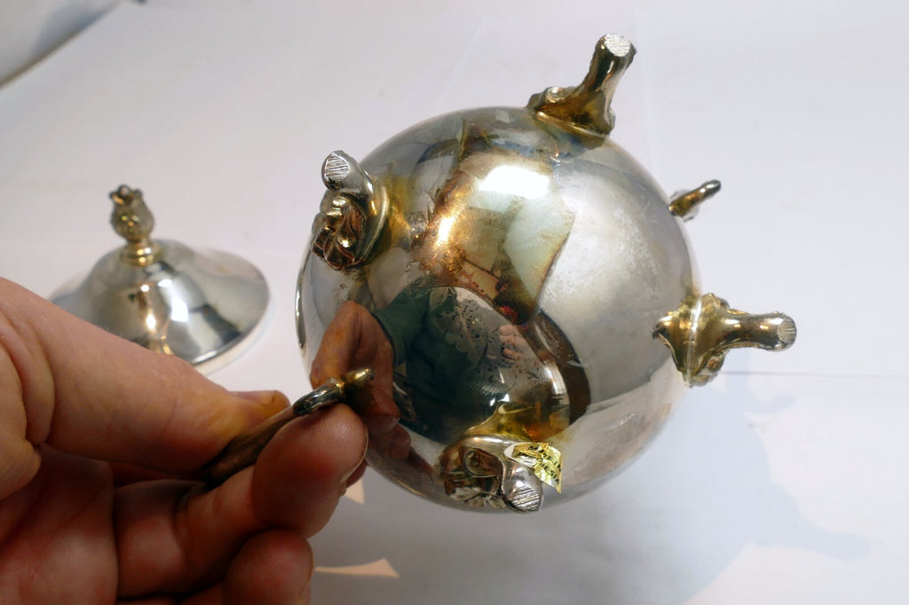 SILVER  PLATE  SUGAR BOWL with lid made in Indonesia