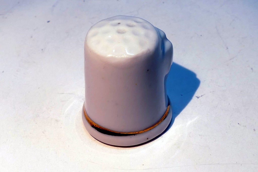 Porcelain Thimble Souvenir Aruba Palm tree sunset ocean