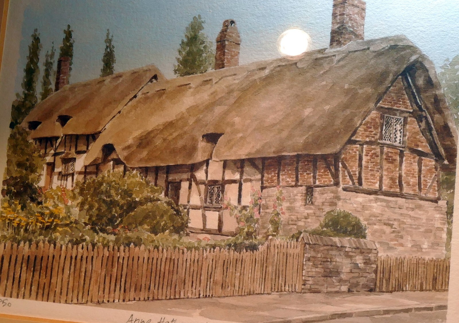 ANN HATHAWAYS COTTAGE - PRINT Glyn Martin Signed Numbered Framed