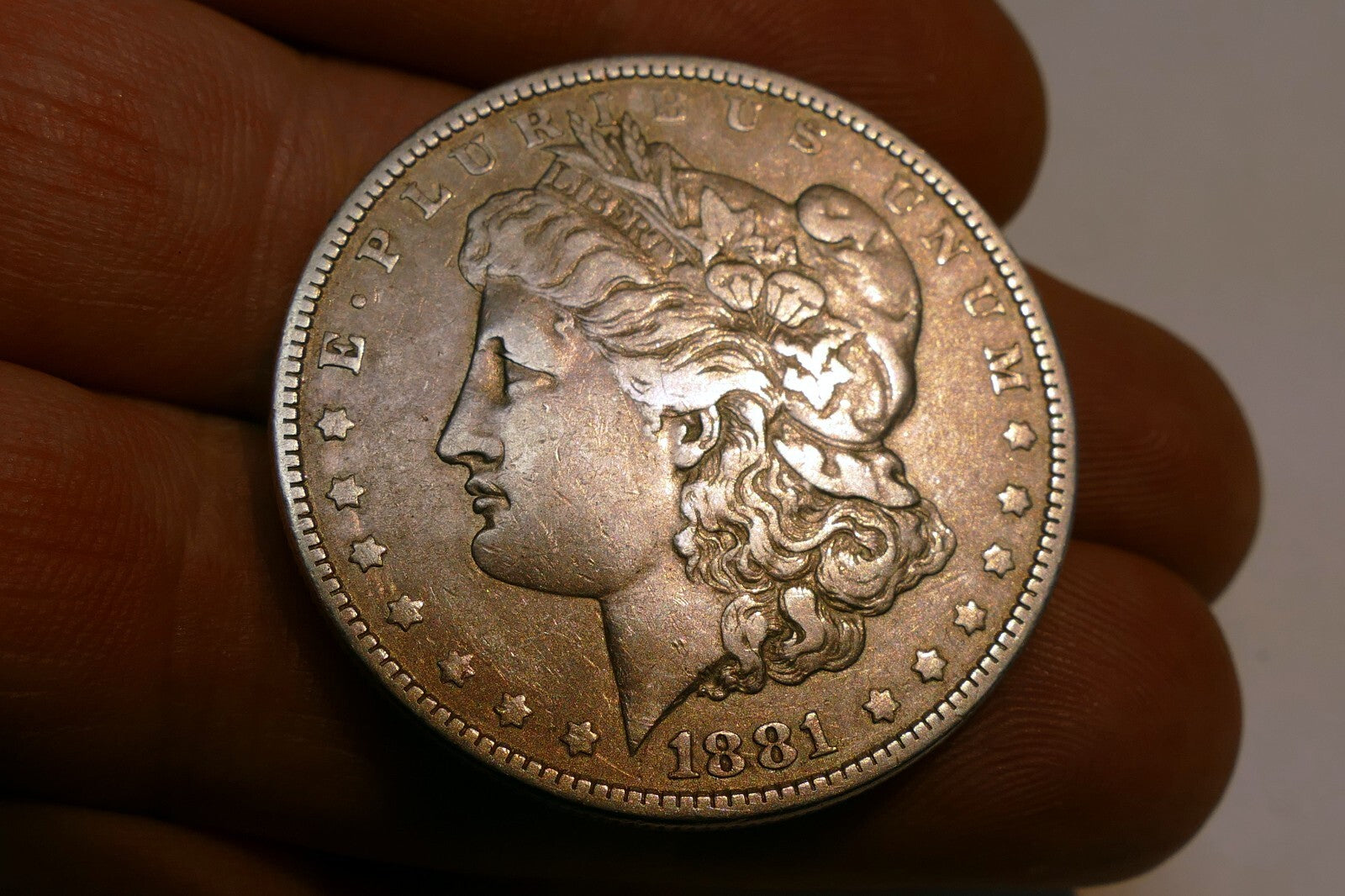 1881 Silver Morgan Dollar  coin  -  Philadelphia Mint Full Liberty - fine