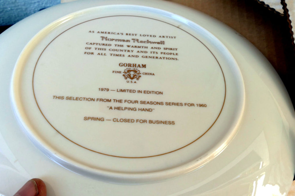 Norman Rockwell 10.5” Plate 1979 "A Helping Hand" Spring Closed for Business