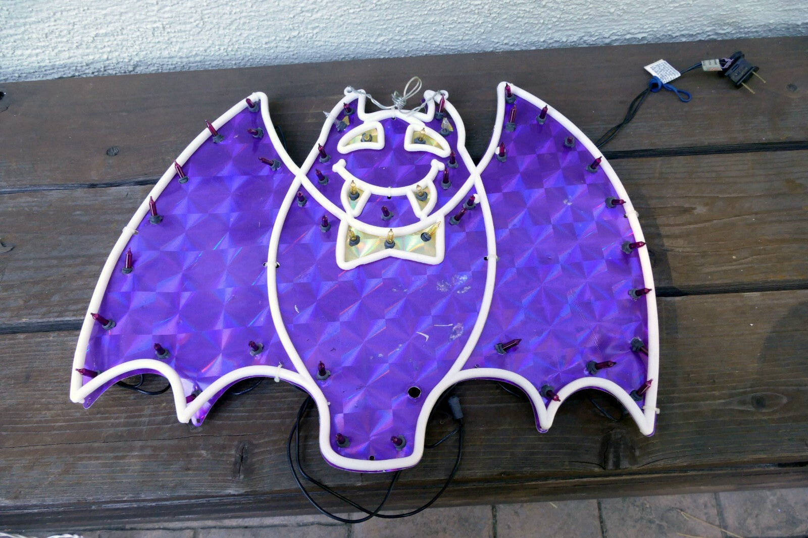 Halloween 18" Lighted Window Purple Vampire Bat - vintage decor