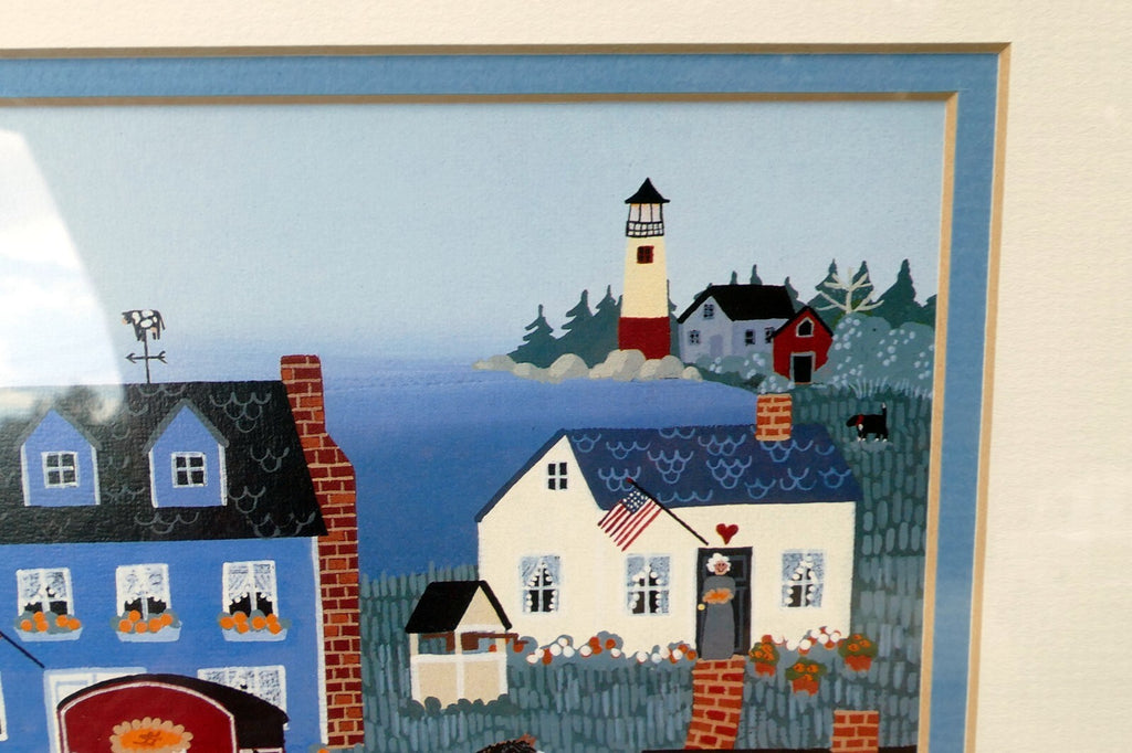 Pumpkin's Cove Folk Art 7X9" Print by Donna Perkins Signed Certified 391/500