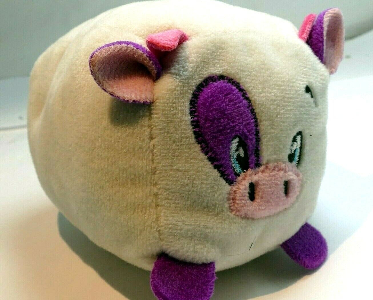 4" small plush soft squishy gray purple cow bull