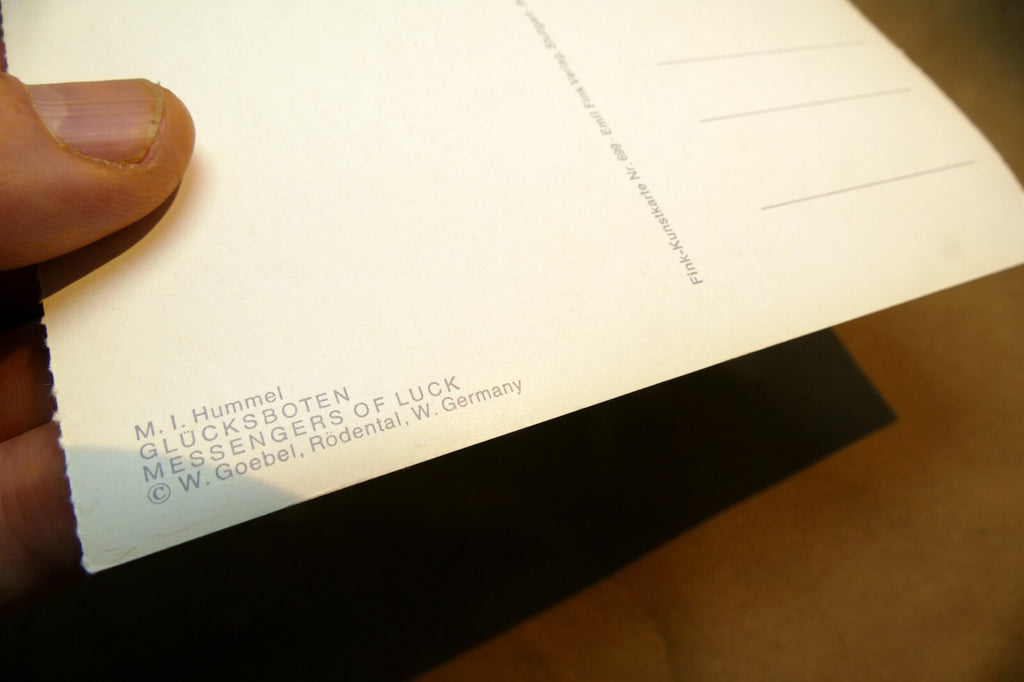 Hummel Messengers of Luck Girl  birds  Postcard W. Germany Art - Unposted - mint