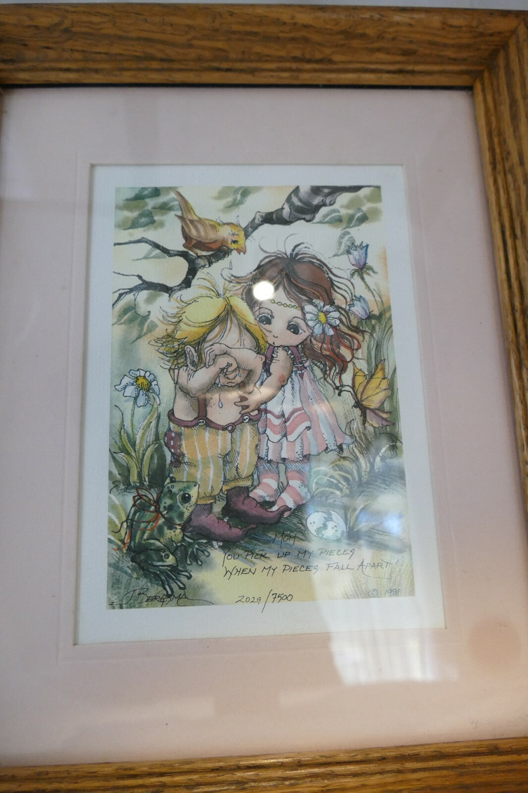 Jody Bergsma 1981 "You Pick Up My Pieces" Print 2029/7500 Framed 10X12"