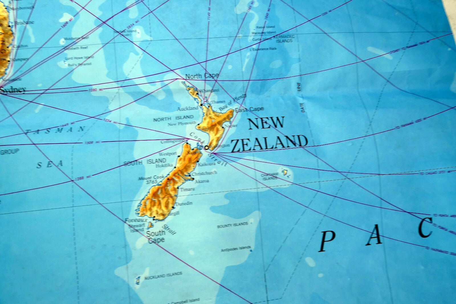 Australia New Zealand S. Pacific Ocean 40X56" extra Large MAP  