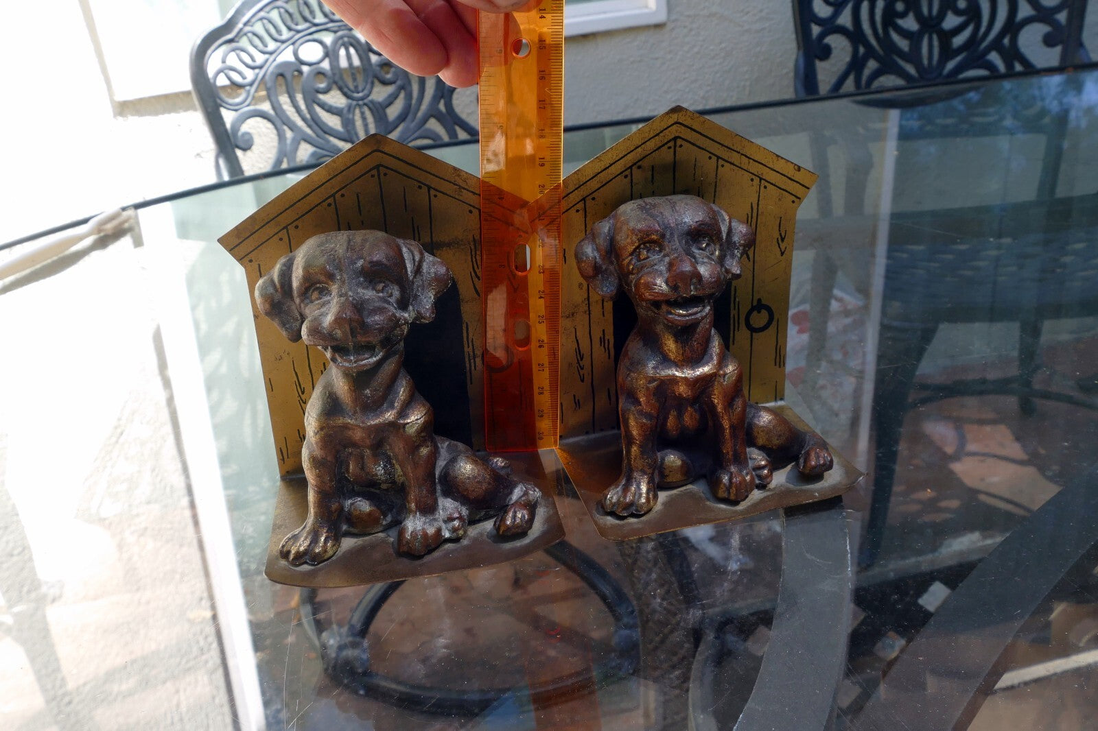 French Bulldog Puppy Dogs Solid Brass Bookends solid metal vintage 4X5"