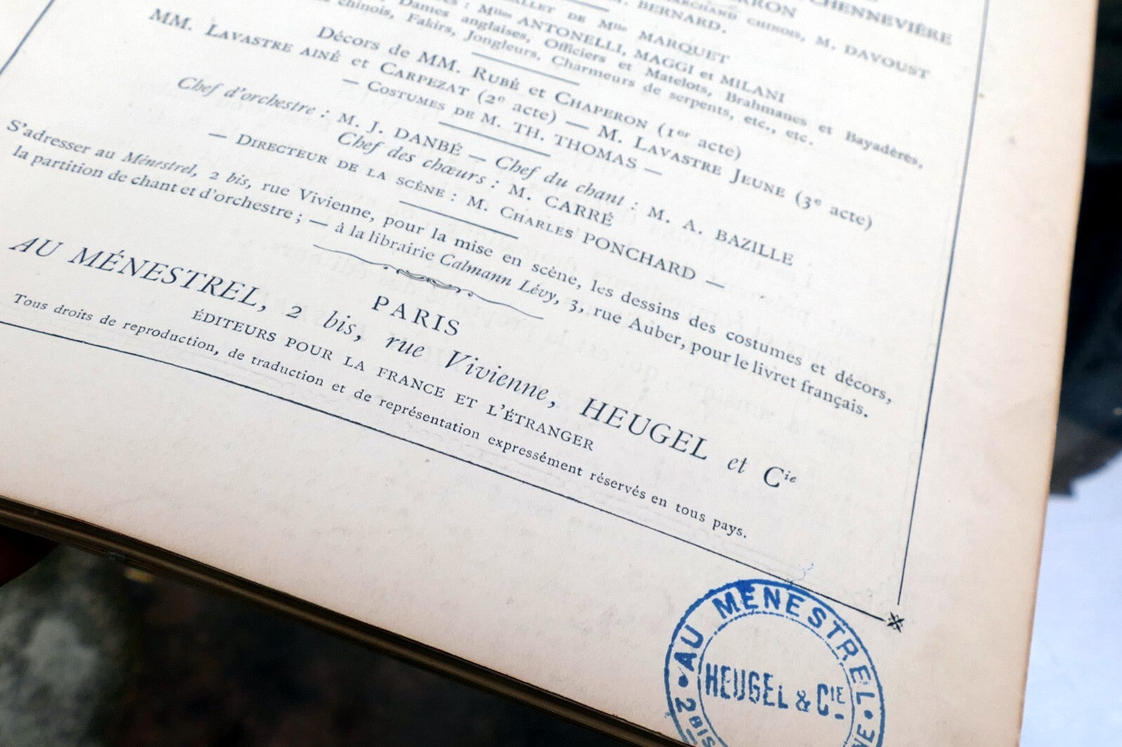 1883 Lakme sheet music  Léo Delibes  Opera en Trois Actes Paris Property Peroni