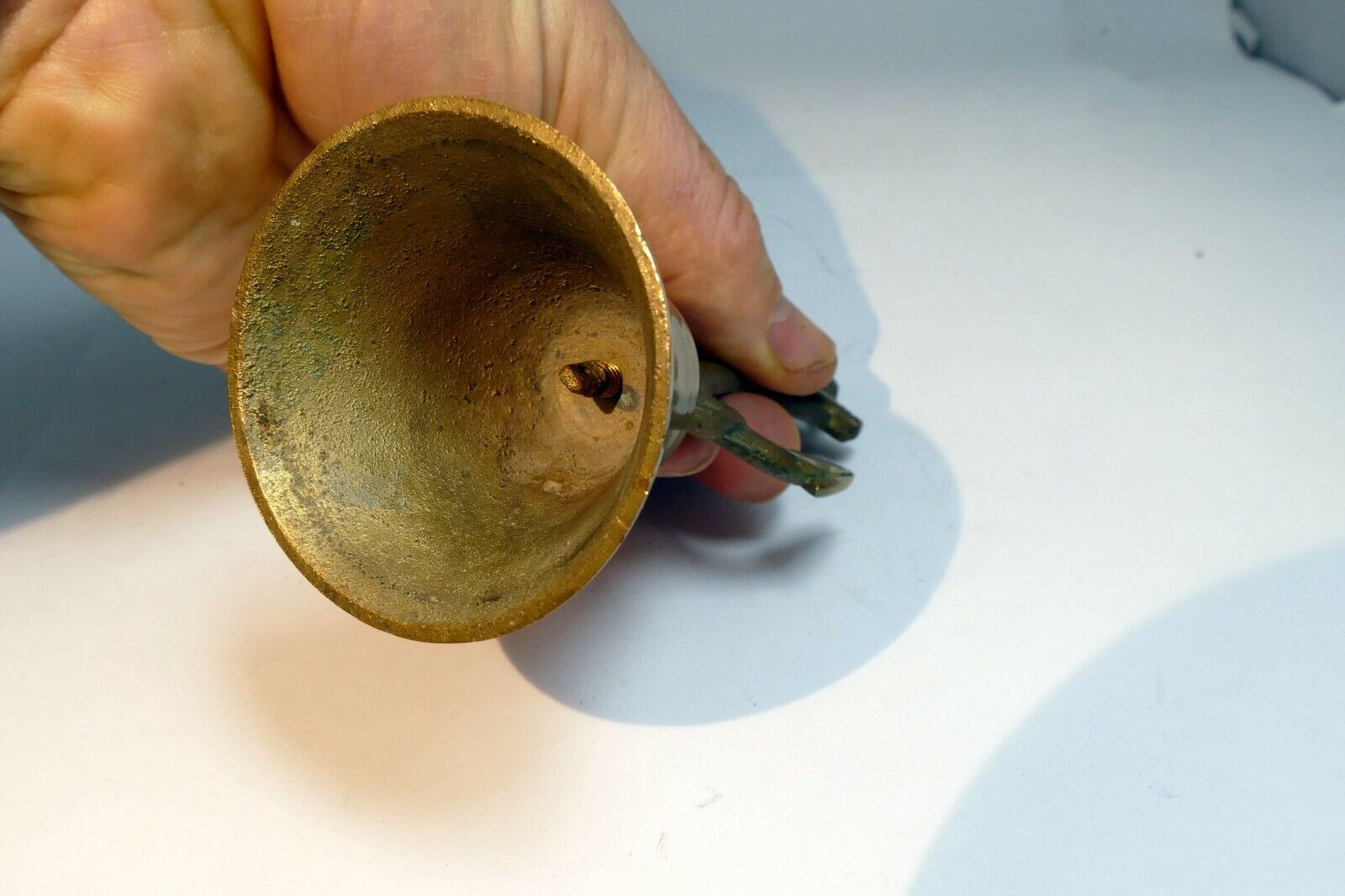 1.5" Solid Brass metal Bell with nautical Anchor missing clapper 