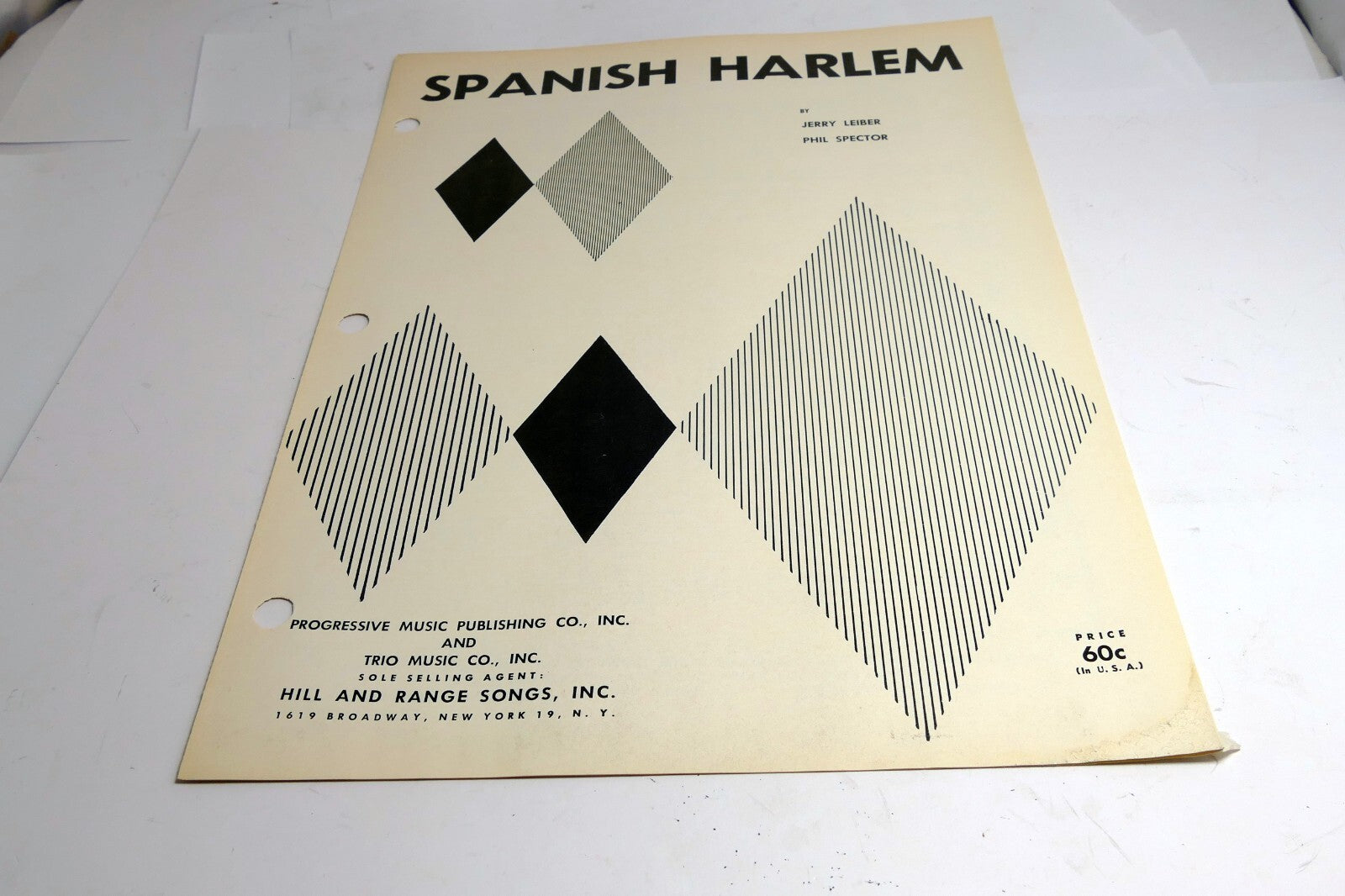 Spanish Harlem Jerry Leiber Phil Spector  1961  Sheet Music E king